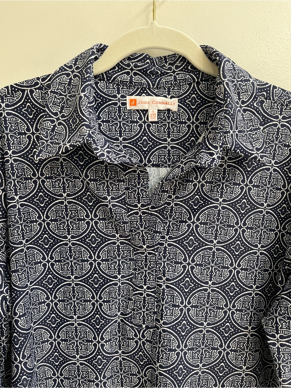 Jude Connally Hadley Tunic Top Batik Medallion Navy Jude Cloth Stretch Large - Picture 3 of 8